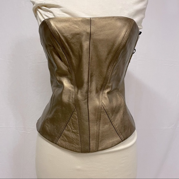 Danier Tops - Danier Gold Leather Bustier Corset💝